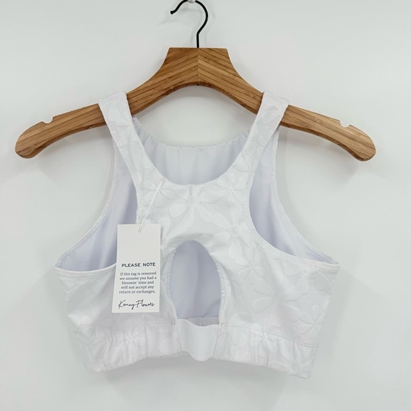 Kenny Flowers The Santorini White Floral Jacquard Sports Bra 7/8 Legging Size L - Picture 5 of 12